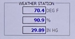 A control screen displays current weather data at the site.