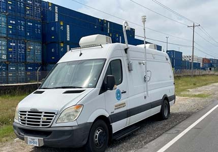 Mobile command post with a vehicle-mount weather station.