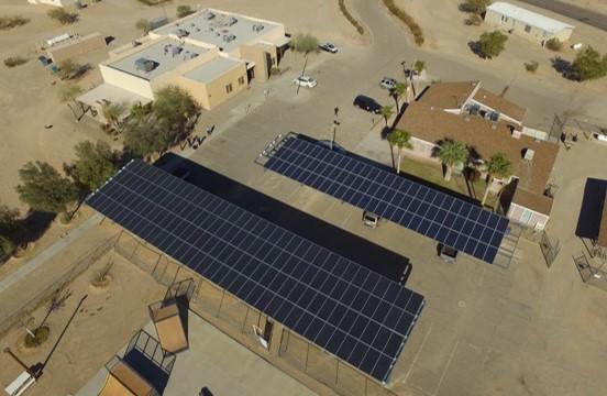 Solar PV arrays at the Chemehuevi Community Center.