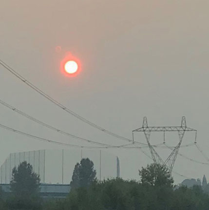 Sun with smoke