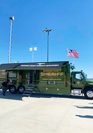Riverside County Sheriff Department's new Mobile Command Post. The Magellan MX500™ Weather Station can be seen mounted near the front of the vehicle.